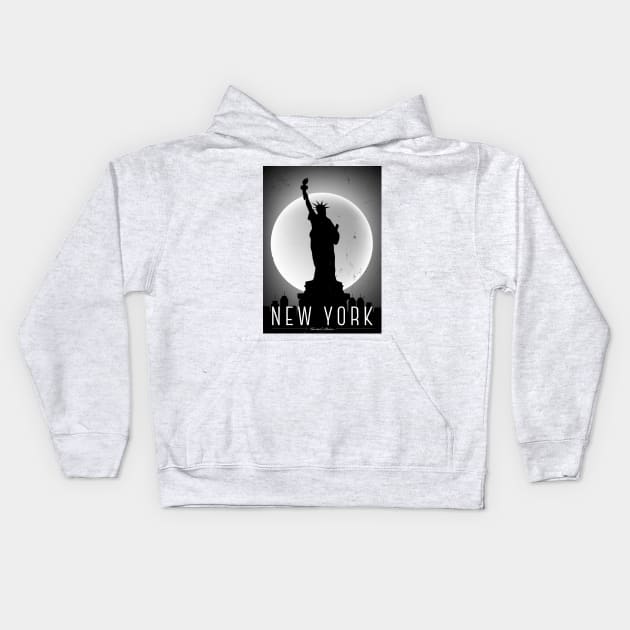 New York black and white poster Kids Hoodie by kursatunsal